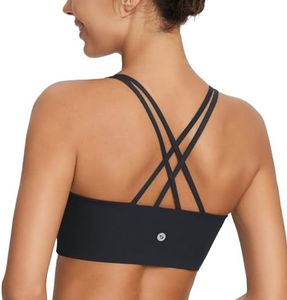 baleaf Nuleaf Sports Bras for Women, Strappy Longline Yoga Padded Bras, High Impact Molded Cups Workout Crop Top Black XL