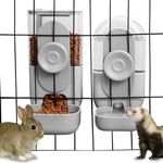 Misyue Hanging Automatic Food Water Dispenser,Gravity Rabbit Feeder and Water Bottle Set,Cage Cat Food and Water Dispenser Food Bowl for Bunny Chinchilla Guinea Pig Hedgehog Ferret