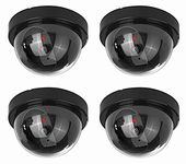 NONMON Fake Dummy Dome Camera Homes & Business Security CCTV Cameras with Flashing Red LED Light for Indoor and Outdoor-4 Packs(Black)