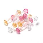 BodyJewelryOnline 10 Flexible Tongue Ring Retainers with Half Glitter Ball