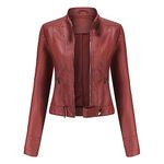 YFFUSHI Women Classic Faux Leather PU Moto Biker Jacket Short Slim Fit Casual Zip Up Coat