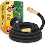 Flexi Hose Expandable Garden Hose, Lightweight & No-Kink Flexible Garden Hose, 3/4 inch Solid Brass Fittings and Double Latex Core, 100 ft Black