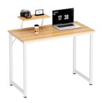 SDHYL Computer Desk, 31.5 Inch Modern Desk with Storage Shelves, Simple Student Study Desk, Home Office Table Computer Workstation for Small Space, White Maple