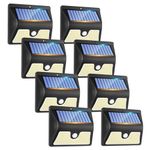 Solar Motion Sensor Lights Outdoor - IP65 Waterproof 8 Pack 150 LED Solar Powered Security Light, 3 Lighting Modes Wireless Lampe Solaire Exterieur for Backyard Fence Garden Patio Garage