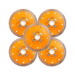 BGTEC Diamond Porcelain Saw Blades,5pcs 4.5 Inch X Mesh Turbo Tiles Blades with Arbor 5/8”-11 Flange for Porcelain Tile Granite Marbles Cutting Disc