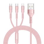 RAVIAD Multi Charger Cable, 3 in 1 Multiple Charging Cable [1.2M] Multiple USB Cable Nylon Braided with Micro USB Type C Phone Cable Connector for Phone, Android Samsung Galaxy, Huawei, LG