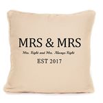 Personalised Mrs And Mrs Design Throw Pillow Piped Cushion with Pad | Wedding for Couple, Husband, Wife, Her, Him | 18 x18 Inch