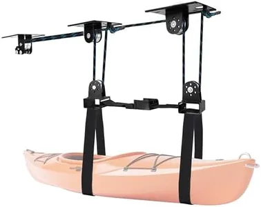 Hikeen Kayak Hoist for Garage Ceiling, Heavy Duty Kayak Pulley System, Hold Up to 150 lbs Capacity, Garage Storage Lift System Fit 10-14 Foot Ceilings