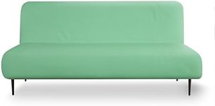 LANE LINEN Armless Futon Cover - Easy Stretchable Futon Covers Full Size, Soft Elastic Textured Fabric Sofa Bed Cover, Sofa Protector Cover for Kids, Machine Washable Couch Slipcover - Neptune Green