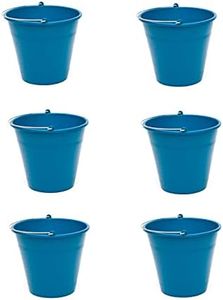 Pack de 6 Cubos de Goma, de Color Azul, de 26 x 22,9 cm, con Capacidad de 8 litros, con asa de Metal, para Distintas Funciones, Cubo Limpieza, cubeta agrícola