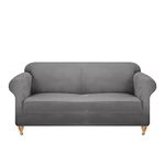 viceroy bedding VELVET STRETCH Thick Sofa Covers 1/2/3/4 Seater Sofa Furniture Protector EASY FIT ELASTIC Jacquard Fabric Couch Settee Slipcover BONUS SIDE STORAGE POCKET (Grey, 4 Seater)