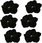 6 Pack Black Large Velvet Scrunchie