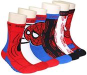 Marvel Super Hero Adventures Spider-Man Baby-Boys Toddler Socks with Grippers, 6 pack, Red/Blue, 5-7 Years