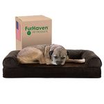 Furhaven Cooling Gel Dog Bed for Medium/Small Dogs w/Removable Bolsters & Washable Cover, For Dogs Up to 35 lbs - Sherpa & Chenille Sofa - Coffee, Medium