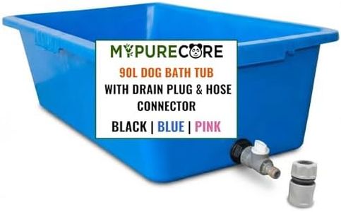MYPURECORE 90L Dog Bath Tub – Pet Bath Pool with Drain Plug & Hose Connector – Durable Plastic Dog Washing Tub for Indoor & Outdoor Use (BLUE)