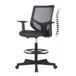 Tall Office Chair, Drafting Chair, High Adjustable Standing Desk Chair, Ergonomic Mesh Computer Task Table Chairs with Adjustable Armrests and Foot-Ring for Standing Desk and Bar Height Desk