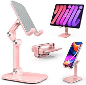 APPHOME Cell Phone Stand for Desk Foldable Holder, Taller iPhone Stand Compatible-Pink-1