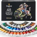 Castle Art Supplies 48 x 22ml Acrylic Paint Set | All-inclusive Set for Beginners, Adult Artists | Premium Quality Intense Colours | Smooth to Use on Range of Surfaces | In Impressive Presentation Box