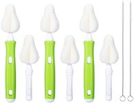 Carebabymore 8 Piece Sponge Nipple Bottle Brushes, Baby Bottle Brush with 3 Piece Nipple Cleaner, 3 Piece Replacement Heads and 2 Piece Straw Brushes, Green