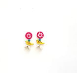 Prapti Handicrafts Mirror Stud Earrings Jewelry Jumki for Women/Girls (Hot Pink-Beads)