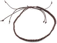 Mens Brown Tribal Surfer Handmade Cotton Macrame Adjustable Anklet