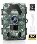 Dargahou Wildlife Camera - 5K 60MP Trail Camera with Night Vision Motion Activated, 0.05s Trigger Time Hunting Camera, IP66 Waterproof, 130 Wide-Angle with No Glow Infrared Leds Outdoor Game Camera