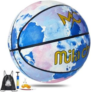 MILACHIC Basketball - Colorful Composite Leather Basketball - Indoor Outdoor Street Basketball in Official Size 7 (29.5 Inches) with Pump for Men, Women, College, Youth, Boys, Girls