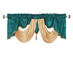 GOHD Valarie Fancy Window Valance. 54 x 18. Taffeta Fabric with Soft Satin Swag. Add Some Royal luxruy Accent to Your Home. (Teal)
