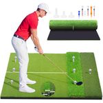 5x4ft & 6x4ft Extra Large Golf Hitting Mat, 26mm Thick Tri-Turf Golf Practice Mat for Indoor Outdoor Training, 3-in-1 Professional Golf Turf for Driving, Chipping & Swinging, Gifts for Him Men Women