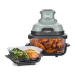 Ninja CRISPi Portable Air Fryer, 3.8L, 4-in-1: Air Fry, Roast, Keep Warm, Recrisp, Space Saving Compact Design, 2x Removable Glass Containers & Lids, 1700W, Sage FN101UKSG