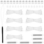 RV Pleated Shade Repair Kit, Camper Van Window Shade Blinds String Repair Kit for Travel Trailer Day and Night Pleated Shade Includes 7 Cords 20m, 14 Plugs, 14 Reel Tensioners, 5 Springs, 1 Threader