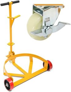 YITAMOTOR 55 Gallon Drum Dolly, 1200lbs Capacity Oil Drum Cart with Bung Wrench Handle and Swivel Wheels with Brake, Low Profile, Yellow