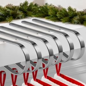ANOEPUY 6 PCS Stocking Holders for Mantle,Multi-Use Stocking Holder,No Drilling Required & Adjustable Garland Hanger for Christmas