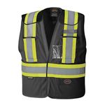 Pioneer Hi-Vis 5-pt Tear-Away Traffic Safety Vest - Breathable Poly Mesh - Drop Shoulder - Black - V1021470-L/XL