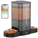 HoneyGuaridan 5L Automatic Cat Feeder for Two Cats, 2.4G WiFi Enabled Smart Feed Pet Feeder with Stainless Steel Bowl,APP Control Dispenser, Dual Power Supply,Desiccant Bag,10s Meal Call