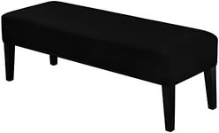 Lebaley Dining Bench Covers Stretch Jacquard Bench Slipcover Dining Bench Seat Protector Washable Dining Room Bench Cover Removable Dining Bench Protector for Kitchen Living Room Bedroom （Black