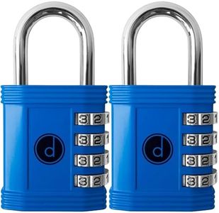 Padlock (2 Pack) 4 Digit Combination Lock - for Gym School Locker, Outdoor Gate, Shed, Fence, and Storage - Weatherproof Metal - Keyless, Easy to Set, Resettable - Blue