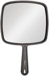 Diane Professional Quality Hand Mirror – Hand Held Mirror with Handle, Single Sided Vanity Makeup Mirror for Women, Men, Salon, Barber, Shaving, and Travel, Medium 7.5" x 10.75" In Black