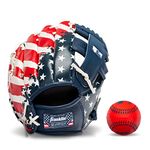 Franklin Sports Tee Ball Glove - Right Handed Youth Fielding Glove - MLB® Synthetic Leather Baseball Glove - Ready to Play Glove (RTP) - 9.5 Inch Right Hand Throw - MLB® USA with Ball, Red/White/Blue