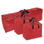 Ram® RED 3 Pieces HEAVY DUTY Large Christmas Tree Bag With 2 x Decorations Bag With Zip Waterproof Christmas Tree Storage Bags And Decorations Bag