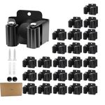 Broom Holder Wall Mounted 25 Pack Mop Clamp Clip Hanger Stainless Steel Organizer Gripper Mount Utility Rack with Installation Screws Self Adhesive for Shovel Handle Garden Tool Black