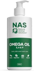 Natural Animal Solutions Omega Oil for Dogs and Cats. Omega 3, 6 & 9 Fish Oil for Dogs with EPA & DHA for Digestion, Healthy Joint, Skin and Coat. Liquid Dog Fish Oil Supplement, 500ml