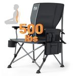 TIMBER RIDGE Oversized Folding Camping Chair with Lumbar Support Adjustable High Back Heavy Duty for Adults Aluminum Support up to 500lbs with Cup Holder, Cooler Bag, Side Pocket