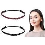 Jubobu Braided Hair Band,2 Pcs,Hair Plaited Plait Elastic Hairband For Girls & Women,Fashion Hair Accessory,Soft Extensions Stretchy Headband Hairband(Black&Light Brown)