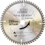 Echo Corner 150mm (16mm Bore) 60-Tooth Fine Finish Wood Plywood MDF Plastic Veneer Lumber Laminate for Circular Saw