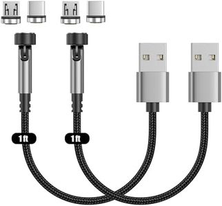 N. NETDOT Gen12 Micro USB and USB-C Magnetic Charging Cable [1ft,2 Pack Black], Fast Charging Data Transfer Cable Compatible with Smartphones,Headphones,Kindle and More
