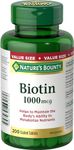 Nature's Bounty Biotin 1000mcg, Helps metabolize carbs, fats and proteins, 200 tablets