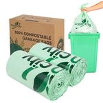 LUXAVILLE 13 Gallon/50 Liters Box of 60 Green Compostable Trash Bags - 30 Microns Medium Kitchen Garbage Bin Liners for Food Waste, Home & Office