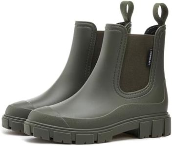 WOWSTICK Women’s Ankle Rain Boots Waterproof Lightweight Slip Resistant Fashion Garden Booties, 312 Green 37
