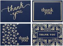 Spark Ink 100 Bulk Thank You Cards with Envelopes (Navy Blue Gold) | 4 x 6 Inch Professional Blank Thank You Notes | Suitable for Wedding, Small Business, Bridal & Baby Shower, Funeral, Sympathy | Made in USA